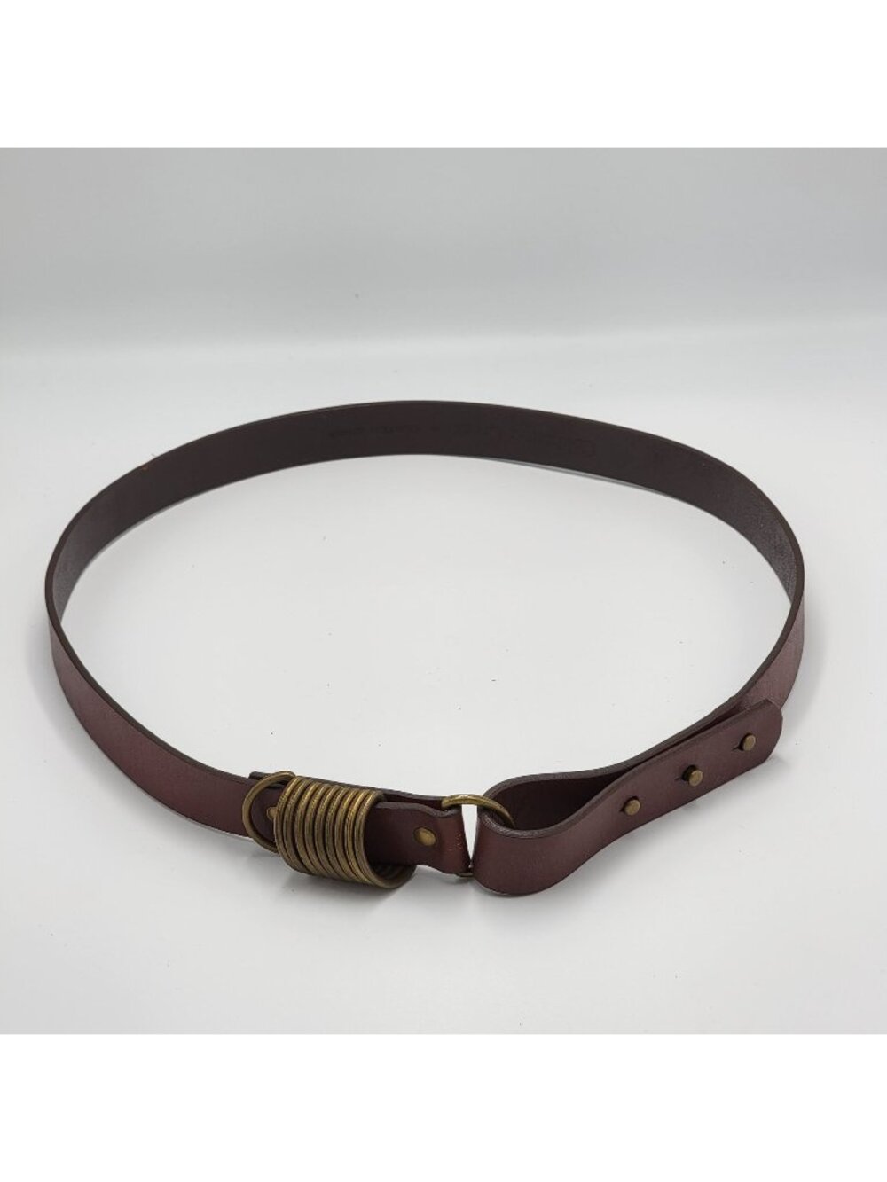 Coldwater Creek Vintage Brown Leather Belt With Brass Ring Details
